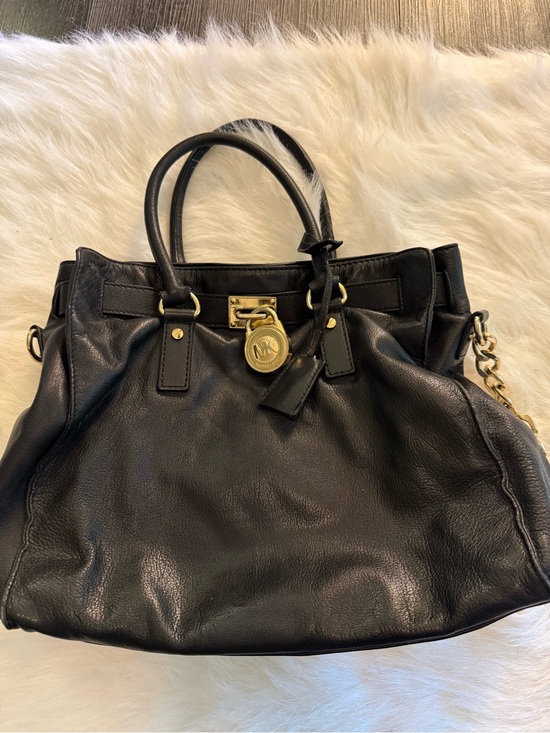 Michael Kors Handbags - Michael Kors Black Leather Satchel with Gold-Tone Accents